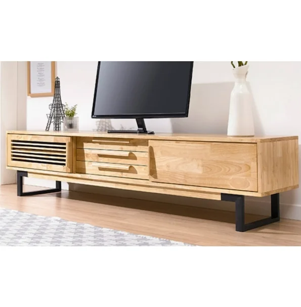 좁은 거실의 답답함을 덜어주는 200cm 레트로 원목 TV장 리얼 후기